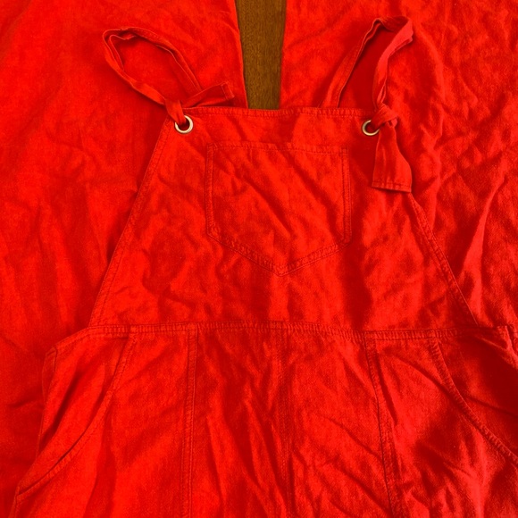 Red overalls, linen blend XL - Picture 7 of 8